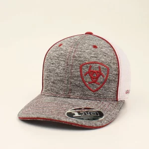 Ariat Men's Heather Grey With Burgundy Embroidered Logo Hat