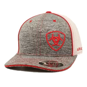 Ariat Grey, Red, & White Flex Fit Snapback Ball Cap