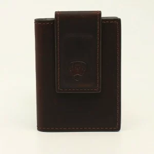 Ariat Brown Bi-fold Money Clip Wallet w/ Shield Logo