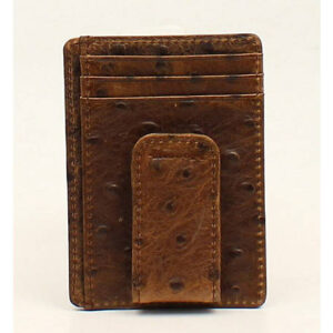 Bifold Money Clip Vintage Ostrich Brown